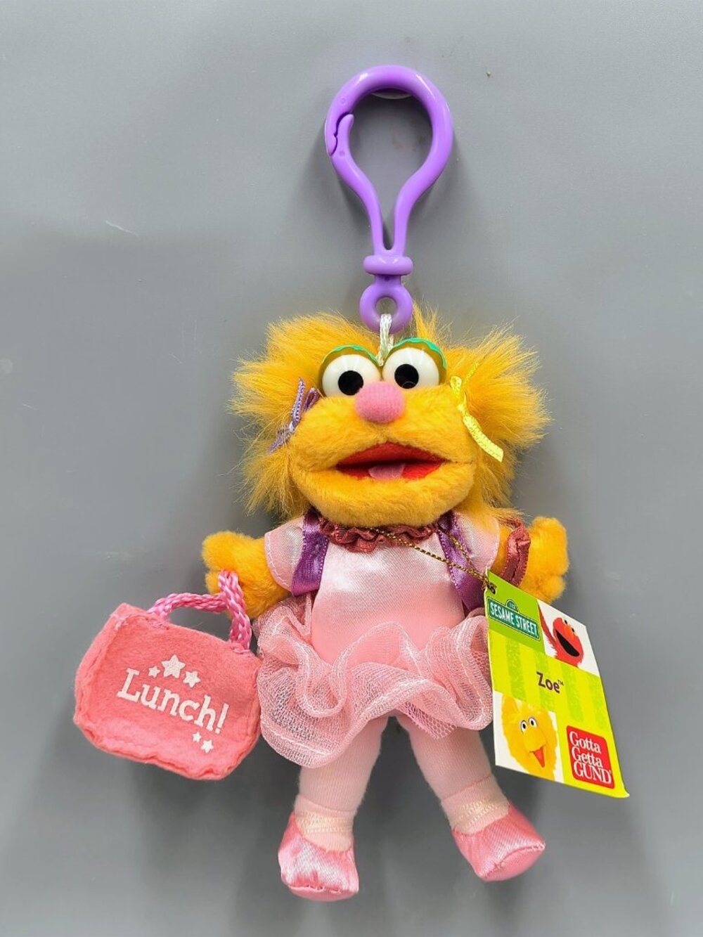 Zoe Small Ballerina Clip On Plush 6" Mini Doll with Lunch Bag Sesame Street Gund